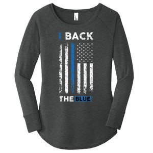 I Back The Blue Blue Line Police Officer Cop Women's Perfect Tri Tunic Long Sleeve Shirt