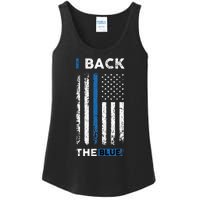 I Back The Blue Blue Line Police Officer Cop Ladies Essential Tank