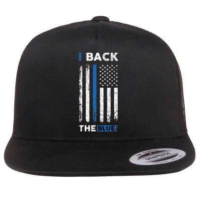 I Back The Blue Blue Line Police Officer Cop Flatbill Hat