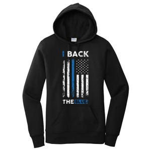 I Back The Blue Blue Line Police Officer Cop Women's Pullover Hoodie