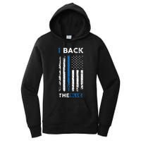 I Back The Blue Blue Line Police Officer Cop Women's Pullover Hoodie