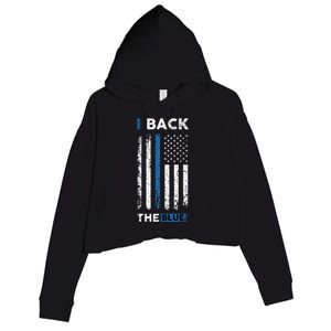 I Back The Blue Blue Line Police Officer Cop Crop Fleece Hoodie