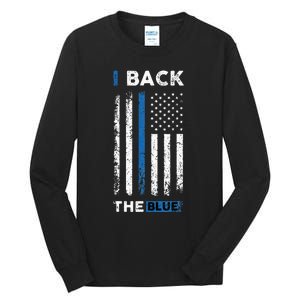 I Back The Blue Blue Line Police Officer Cop Tall Long Sleeve T-Shirt