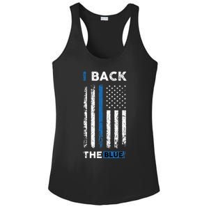 I Back The Blue Blue Line Police Officer Cop Ladies PosiCharge Competitor Racerback Tank