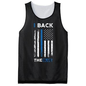 I Back The Blue Blue Line Police Officer Cop Mesh Reversible Basketball Jersey Tank