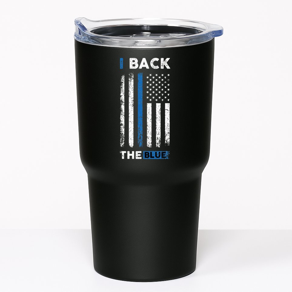 I Back The Blue Blue Line Police Officer Cop Tumbler
