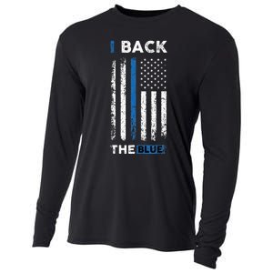 I Back The Blue Blue Line Police Officer Cop Cooling Performance Long Sleeve Crew