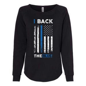 I Back The Blue Blue Line Police Officer Cop Womens California Wash Sweatshirt