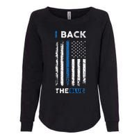 I Back The Blue Blue Line Police Officer Cop Womens California Wash Sweatshirt