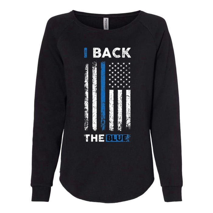 I Back The Blue Blue Line Police Officer Cop Womens California Wash Sweatshirt