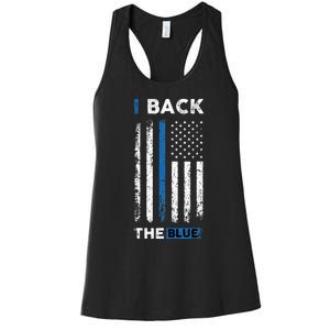 I Back The Blue Blue Line Police Officer Cop Women's Racerback Tank