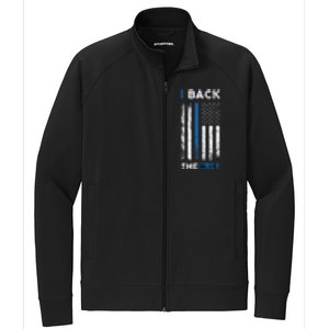 I Back The Blue Blue Line Police Officer Cop Stretch Full-Zip Cadet Jacket