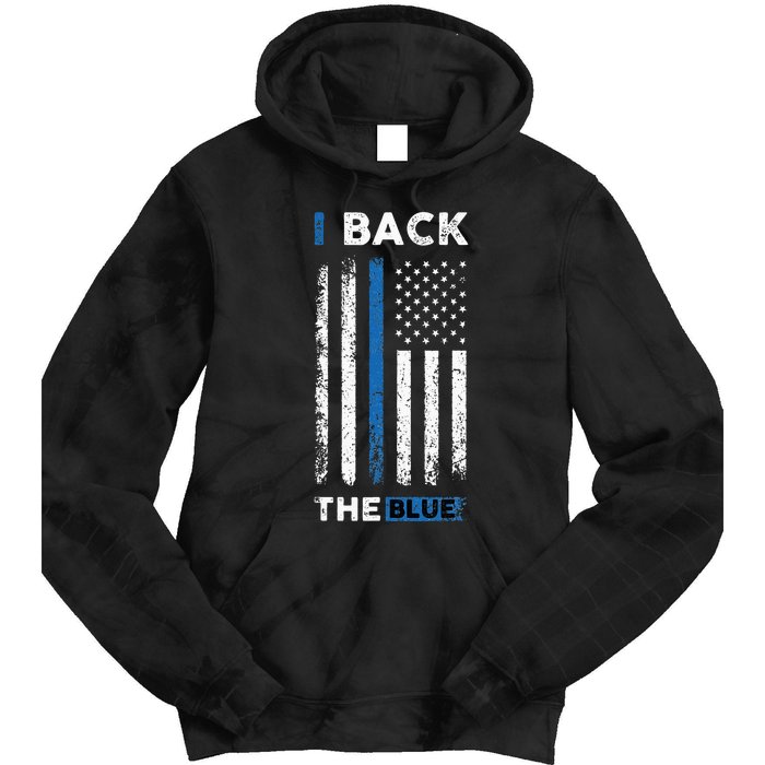 I Back The Blue Blue Line Police Officer Cop Tie Dye Hoodie