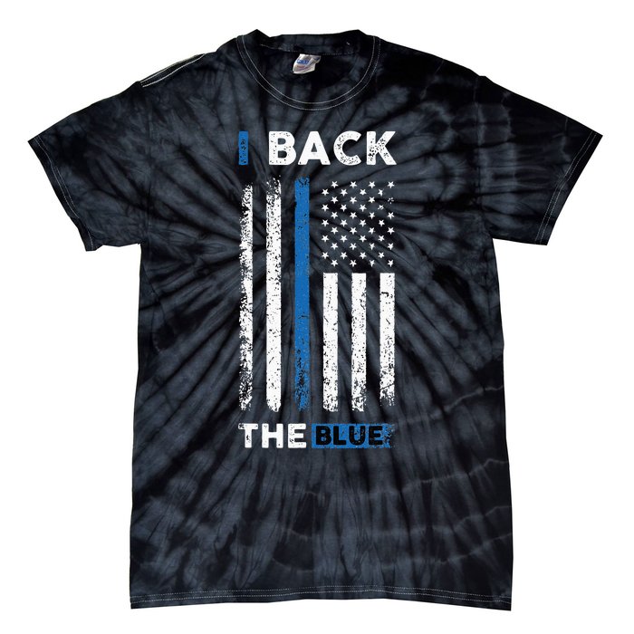 I Back The Blue Blue Line Police Officer Cop Tie-Dye T-Shirt