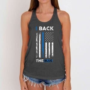 I Back The Blue Blue Line Police Officer Cop Women's Knotted Racerback Tank