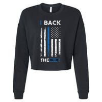 I Back The Blue Blue Line Police Officer Cop Cropped Pullover Crew