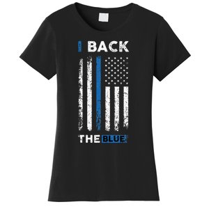 I Back The Blue Blue Line Police Officer Cop Women's T-Shirt