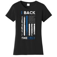 I Back The Blue Blue Line Police Officer Cop Women's T-Shirt