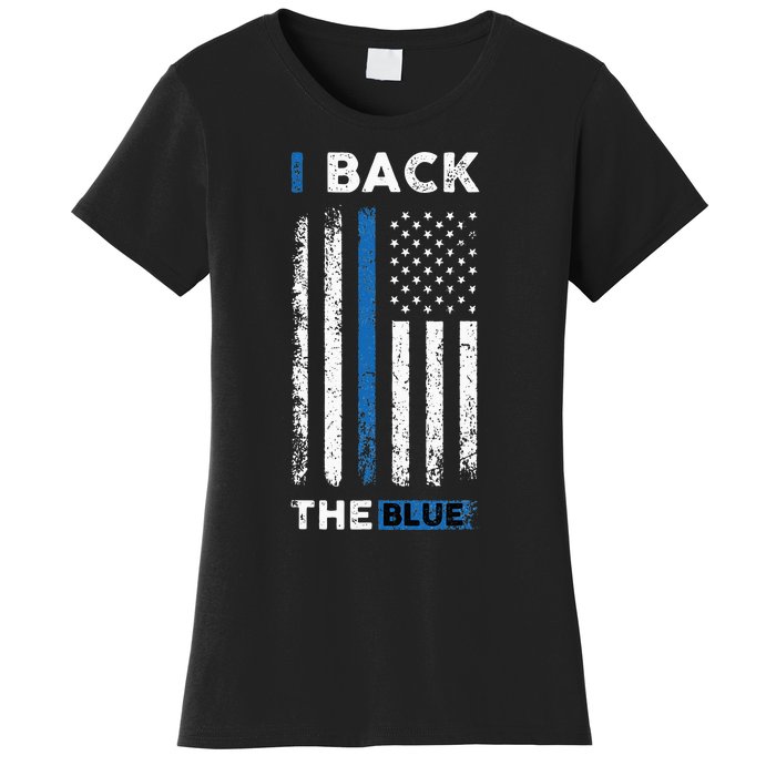 I Back The Blue Blue Line Police Officer Cop Women's T-Shirt