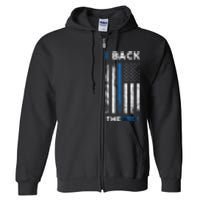 I Back The Blue Blue Line Police Officer Cop Full Zip Hoodie