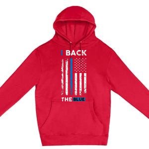 I Back The Blue Blue Line Police Officer Cop Premium Pullover Hoodie