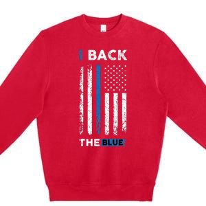 I Back The Blue Blue Line Police Officer Cop Premium Crewneck Sweatshirt