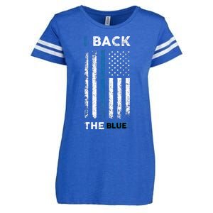 I Back The Blue Blue Line Police Officer Cop Enza Ladies Jersey Football T-Shirt