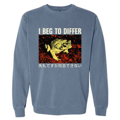 I Beg To Differ Frog Japanese Garment-Dyed Sweatshirt