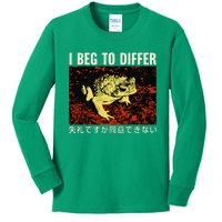 I Beg To Differ Frog Japanese Kids Long Sleeve Shirt