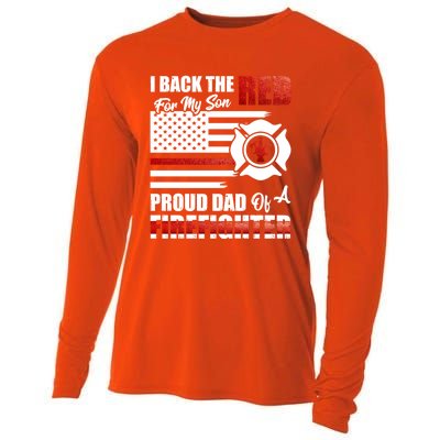 I Back The Red For My Son Proud Dad Of A Firefighter Fathers Cute Gift Cooling Performance Long Sleeve Crew