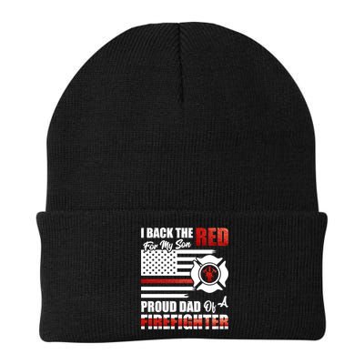 I Back The Red For My Son Proud Dad Of A Firefighter Fathers Cute Gift Beanie