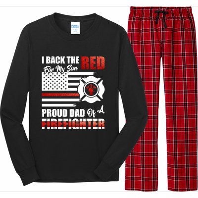 I Back The Red For My Son Proud Dad Of A Firefighter Fathers Cute Gift Long Sleeve Pajama Set