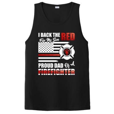 I Back The Red For My Son Proud Dad Of A Firefighter Fathers Cute Gift PosiCharge Competitor Tank