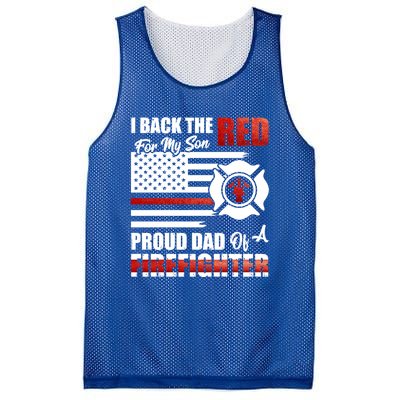 I Back The Red For My Son Proud Dad Of A Firefighter Fathers Cute Gift Mesh Reversible Basketball Jersey Tank