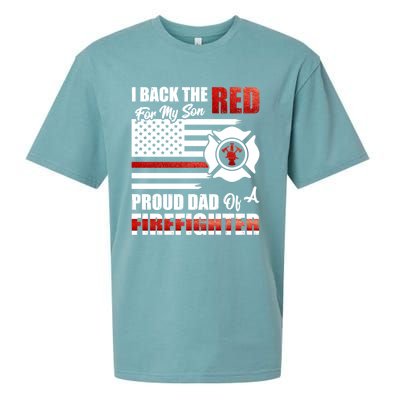 I Back The Red For My Son Proud Dad Of A Firefighter Fathers Cute Gift Sueded Cloud Jersey T-Shirt