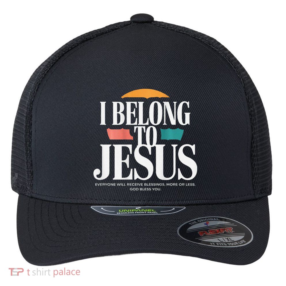 I Belong To Jesus Cross Minimalist Christian Flexfit Unipanel Trucker Cap