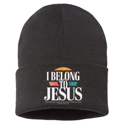 I Belong To Jesus Cross Minimalist Christian Sustainable Knit Beanie