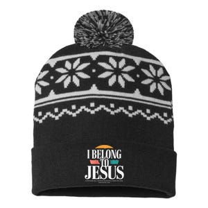 I Belong To Jesus Cross Minimalist Christian USA-Made Snowflake Beanie