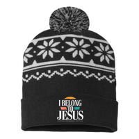 I Belong To Jesus Cross Minimalist Christian USA-Made Snowflake Beanie