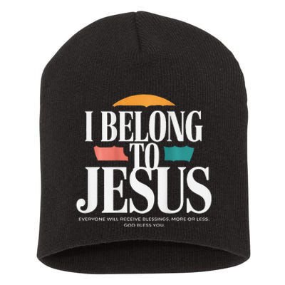 I Belong To Jesus Cross Minimalist Christian Short Acrylic Beanie