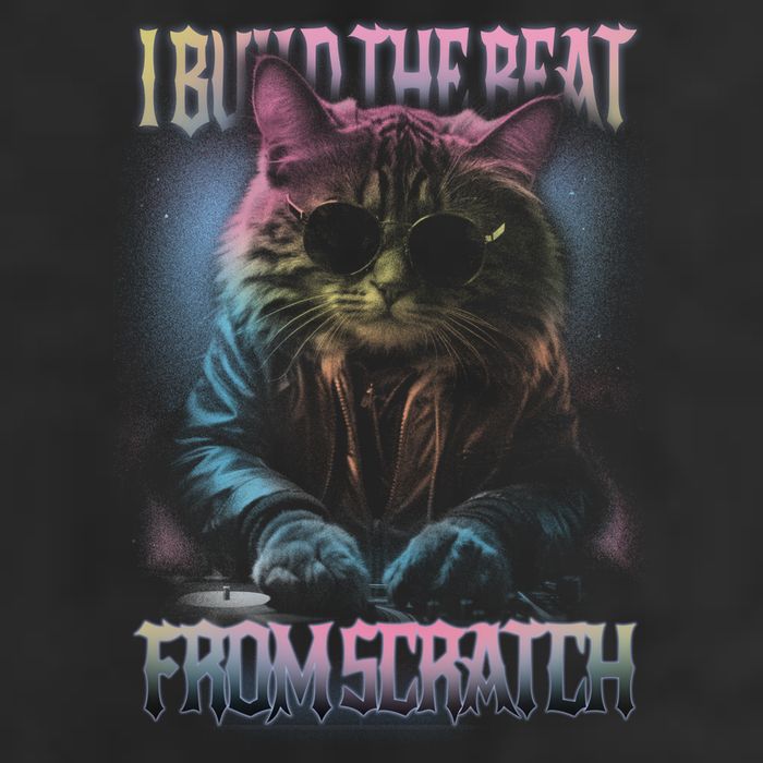 I Build The Beat From Scratch Funny Cosmic Dj Cat Garment-Dyed Heavyweight T-Shirt