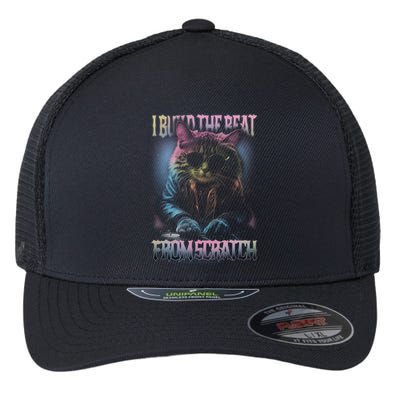 I Build The Beat From Scratch Funny Cosmic Dj Cat Flexfit Unipanel Trucker Cap