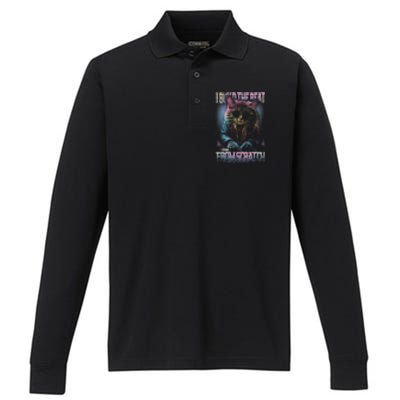 I Build The Beat From Scratch Funny Cosmic Dj Cat Performance Long Sleeve Polo