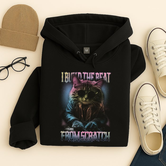 I Build The Beat From Scratch Funny Cosmic Dj Cat Hoodie