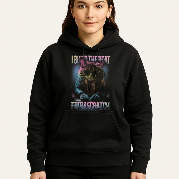 I Build The Beat From Scratch Funny Cosmic Dj Cat Hoodie