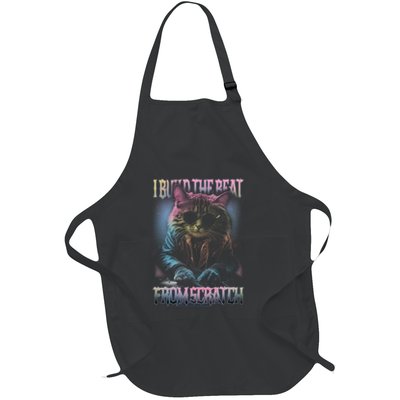 I Build The Beat From Scratch Funny Cosmic Dj Cat Full-Length Apron With Pockets
