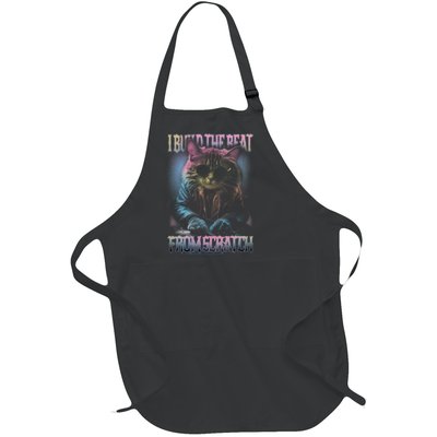 I Build The Beat From Scratch Funny Cosmic Dj Cat Full-Length Apron With Pockets