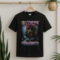I Build The Beat From Scratch Funny Cosmic Dj Cat T-Shirt
