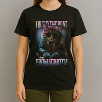I Build The Beat From Scratch Funny Cosmic Dj Cat T-Shirt