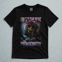 I Build The Beat From Scratch Funny Cosmic Dj Cat T-Shirt